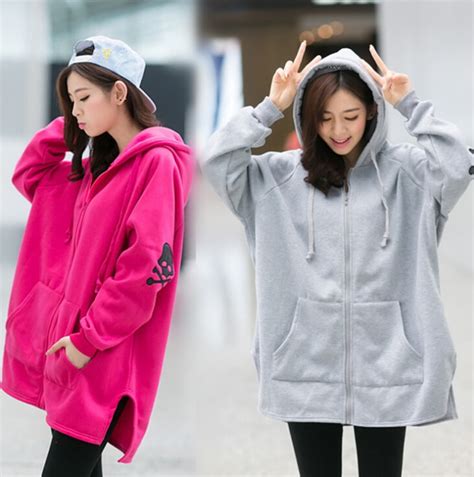 Korean Style Hoodies For Women Fleece Plus Size Sudaderas Mujer Skull