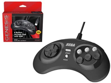 Sega Sega Genesis 8 Button Usb Port Controller Black Retro Bit Toywiz