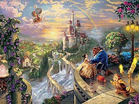 Beauty And The Beast Disney Princess Thomas Kinkade Puzzle Etsy