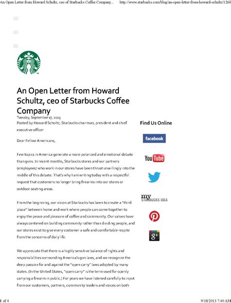 Starbucks Resignation Letter