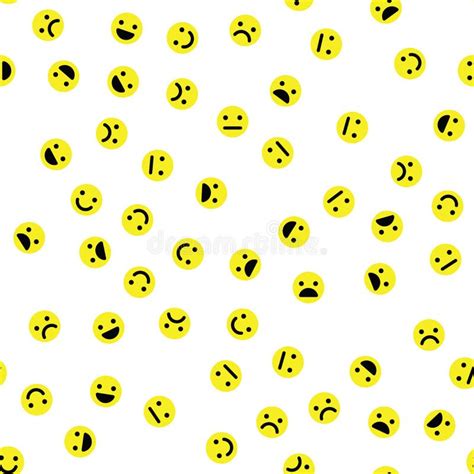 Emoji Seamless Pattern Background Simple Smile Yellow Emoticons