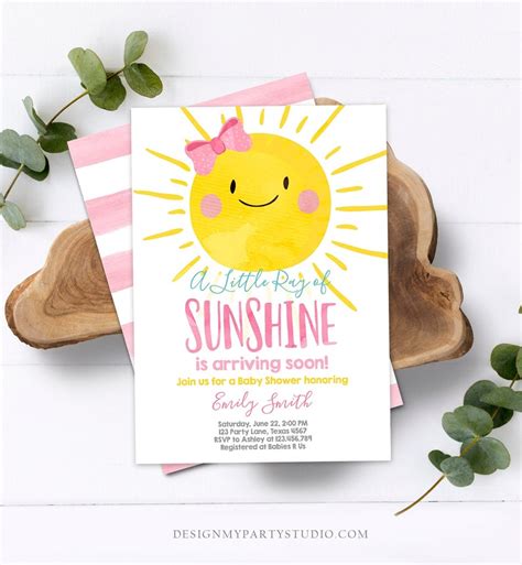 Editable A Ray Of Sunshine Baby Shower Invitation Little Etsy