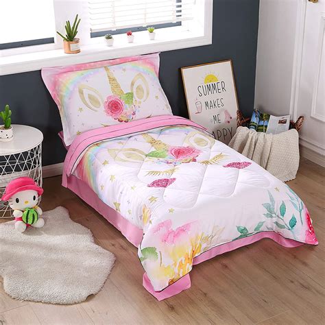 A child grows capable of escaping an infant bed around one and a half or two years of age, at which they are often transitioned to a toddler bed. Wowelife - Wowelife Rainbow Unicorn Toddler Bedding Set ...