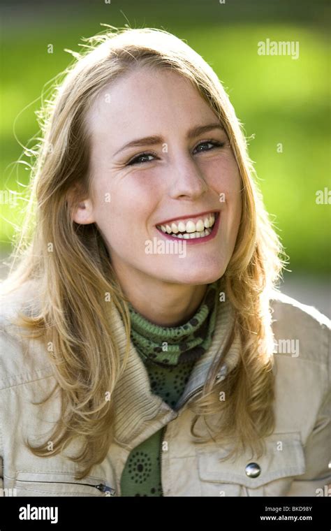 Portrait Of A Young White Woman Laughing Stock Photo Alamy