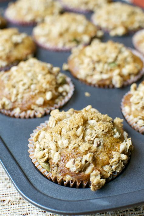 Brown Sugar Raisin Muffins With Pumpkin Granola Crumble