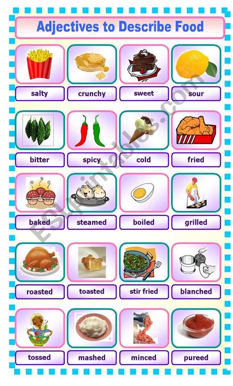 Adjectives To Describe Food 23 Pictionary Esl Worksheet By Gitasiva