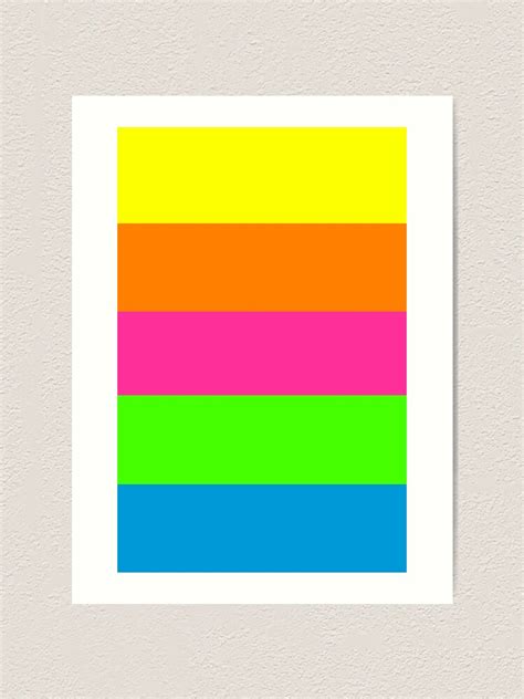 Plain Solid Neon Fluorescent Rainbow Stripes 5 Colors Art Print By