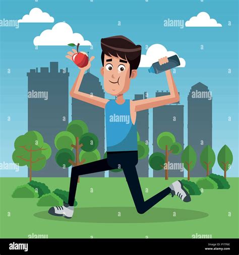 Young Man Healthy Lifestyle Cartoon Stock Vector Image And Art Alamy