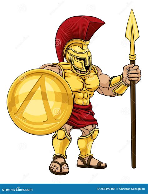 Spartan Warrior Roman Gladiator Or Trojan Cartoon Stock Vector