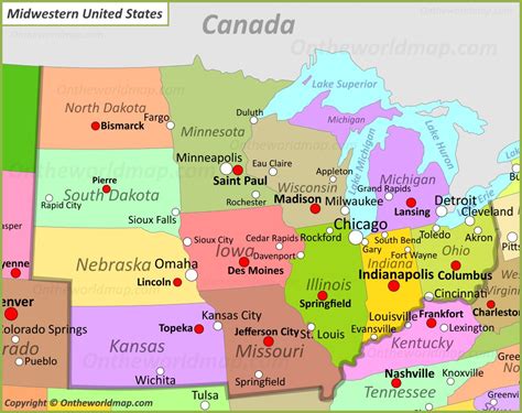 Map Of Midwest States Map Of The World