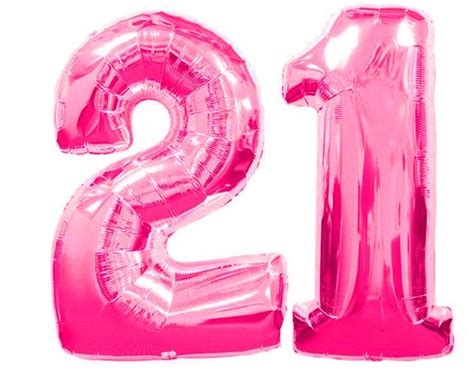 Large Hot Pink Number 21 Balloons Large Number Balloons Float With Helium