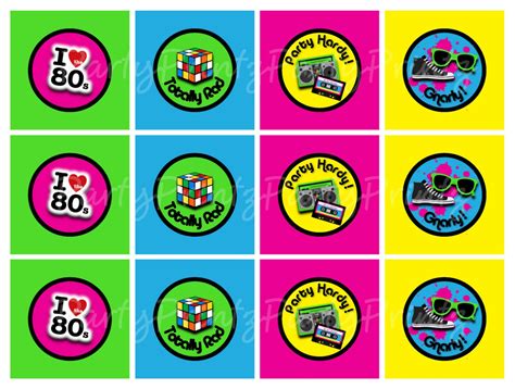 Instant Download Printable 80s Cupcake Toppers