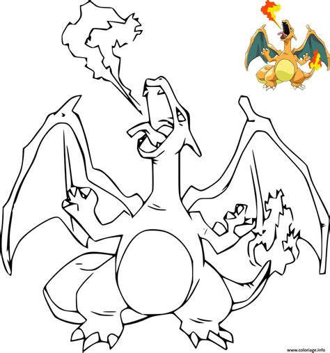 Coloriage Dracaufeu Ex Pokemon Avec Dessin Modele