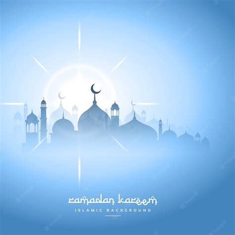 Free Vector Light Blue Ramadan Kareem Background