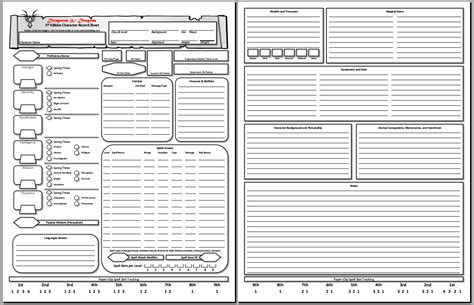 Dnd 5e Printable Character Sheet That Are Persnickety Jocat Dd 5e