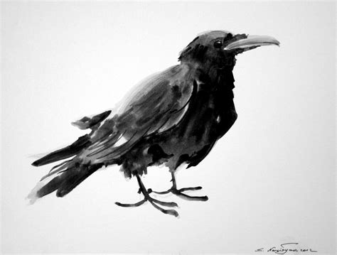 Crow Original Watercolor Painting 9 X 12 Black Watercolor Etsy Crow