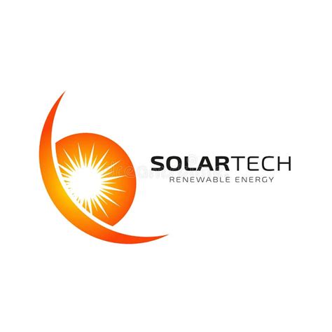 Sun Solar Energy Logo Design Template Solar Tech Logo Design Stock