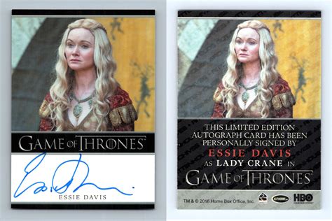 Essie Davis As Lady Crane Game Of Thrones Season Bordered Autograph Chase Card
