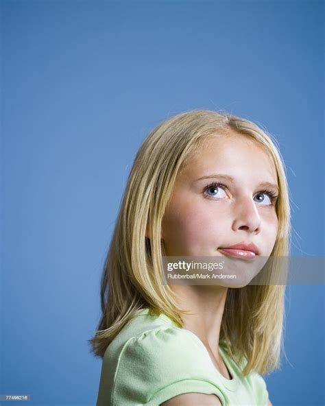 Closeup Of Girl Looking Up High Res Stock Photo Getty Images