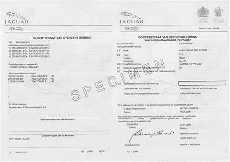 Jaguar Certificate Of Conformity Euro Conformity