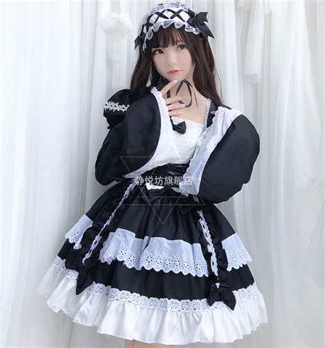 Cosplay Black And White Maid Outfit Womens Gothic Goth Tuxedo Maid
