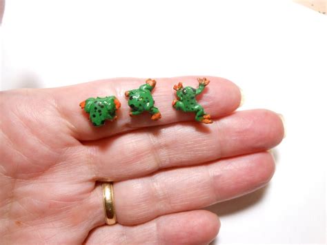 Tiny Frogs Handmade Miniatures Set Of 3 Frogs Made To Order Etsy