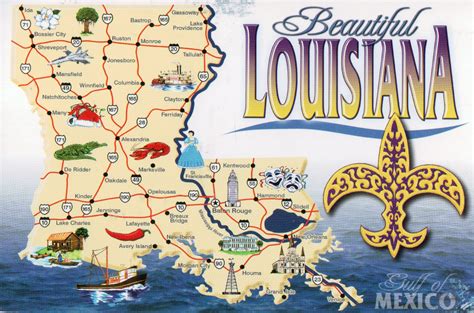 Large Tourist Map Of Louisiana State Louisiana State Large Tourist Map