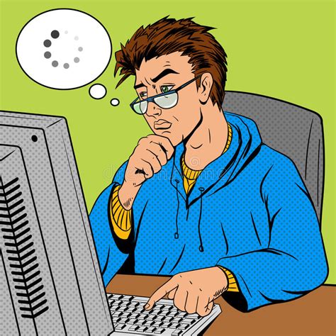 Coder Programmer At Work Comic Book Style Vector Stock Vector Image