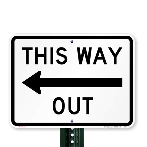 This Way Out Left Arrow Sign