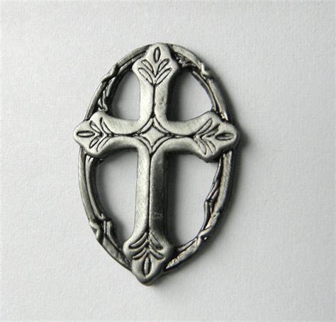 Iron Christian Cross Religious Novelty Lapel Pin Badge 1 Inch Cordon