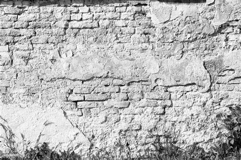 Grunge Old Brick Wall Background With Copy Space Monochrome Stock Photo