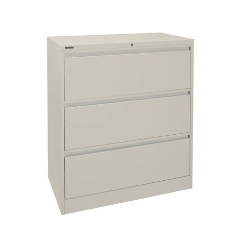Lateral Filing Cabinet 3 Drawer Steel Silver Grey 1020x900x400mm