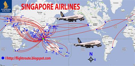 international flights: Singapore Airlines route map