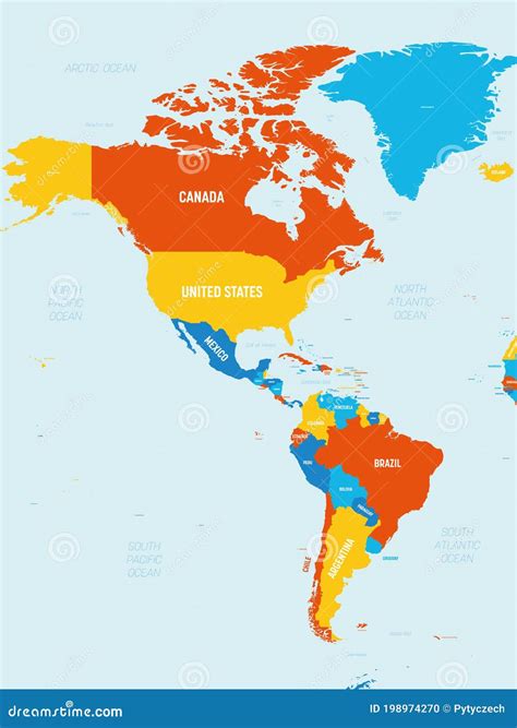 Americas Map High Detailed Political Map Of North And South America