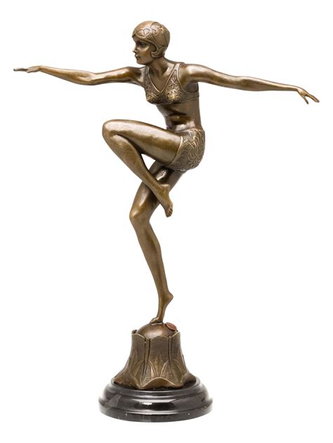 Bronzefigur Tänzerin Con Brio Nach Ferdinand Preiss Bronze Art Deko Antik Stil Bronzeskulptur