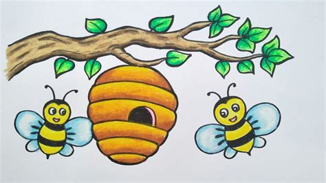 Cara Menggambar Lebah Menggambar Mewarnai Lebah Youtube
