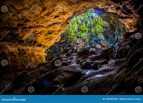 Ibitipoca National Park In Brazil Cave With Little Lighting And A Small