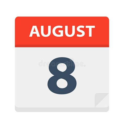 August 8 Calendar Icon Stock Illustration Illustration Of White