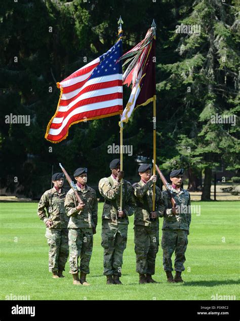 62nd Medical Brigade Color Guard Stands At Attention During The Change