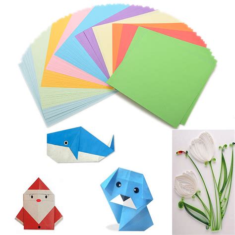 100 Pcs Origami Square Paper Double Sided Coloured Sheets Folded Paper