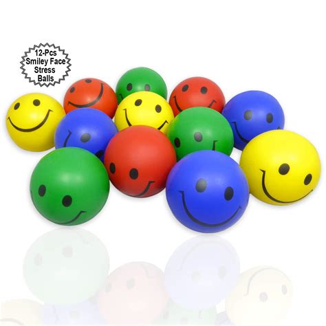 Buy Stress Balls With Happy Face 12 Pcs 25” Inch Colorful Balls With