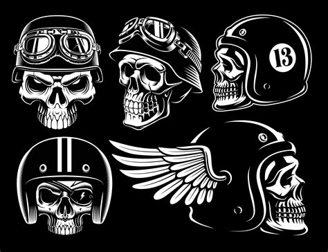 Set Of Biker Skulls 539277 Vector Art At Vecteezy