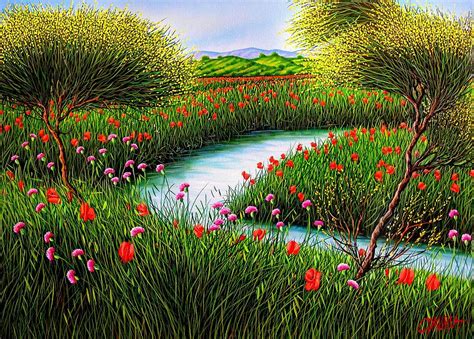 Spring Landscape Painting By Daurea Giovanni Pixels