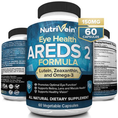 Areds 2 Eye Vitamins By Nutrivein Ocular Health Supplements