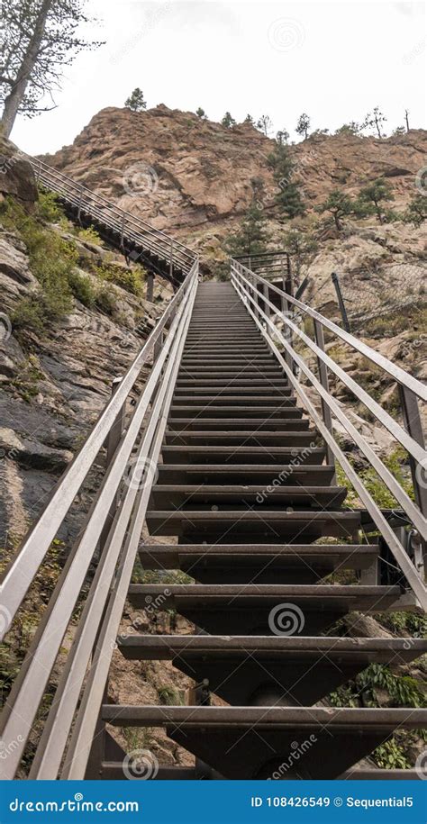 The Stairs Up To Seven Falls Stock Image Image Of Railing Speed