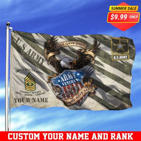Us Army Veteran Flag 3x5ft Custom Your Name And Rank All Gave Some