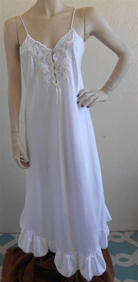 Vintage Nightgown Negligee White Satin Wedding Bridal By Sara Etsy