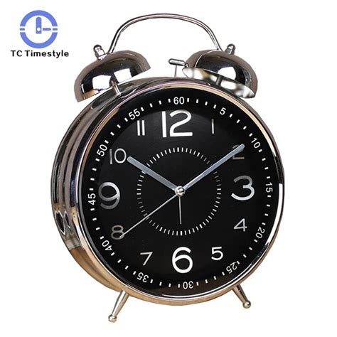 8 Inches Alarm Clock Retro Watch Table Metal Ringing Bell Digital Table