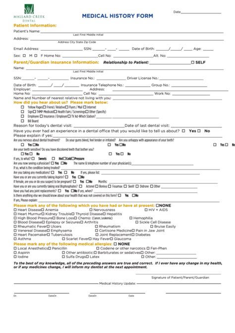 Medical History Fillable Form Printable Forms Free Online
