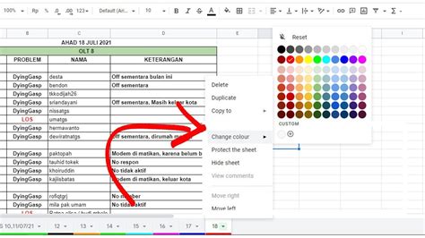 Cara Mengganti Nama Sheet Dan Merubah Warna Tab Di Ms Excel Google Spreadsheet Youtube